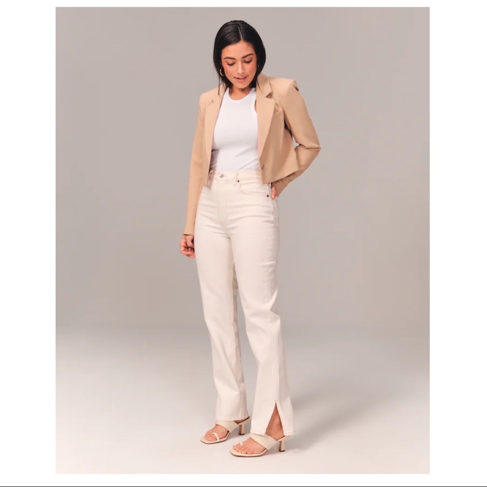 High waist cream pants